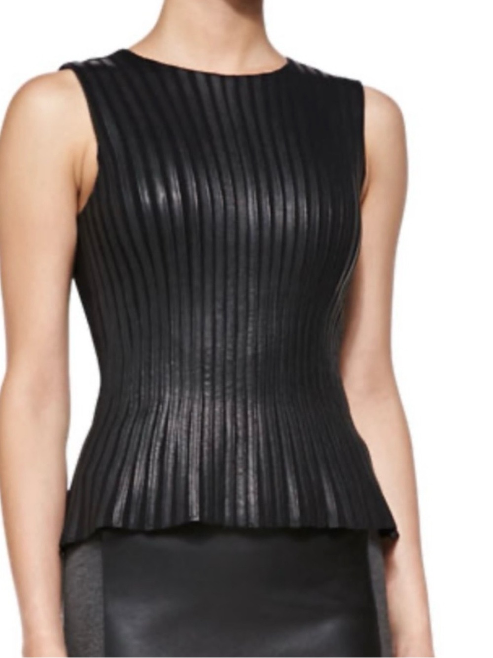 Bailey 44 faux leather top slimming with slight flare